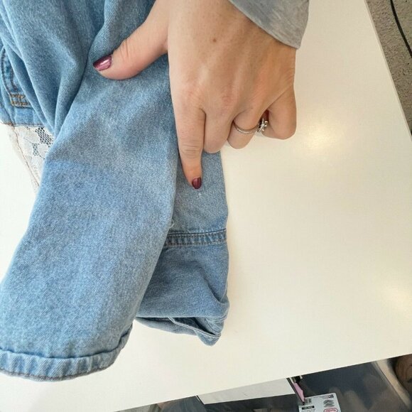 Carmar Womens Sleeveless Denim Lace Mini Dress Blue Size XS Button Down Cotton - Picture 8 of 8